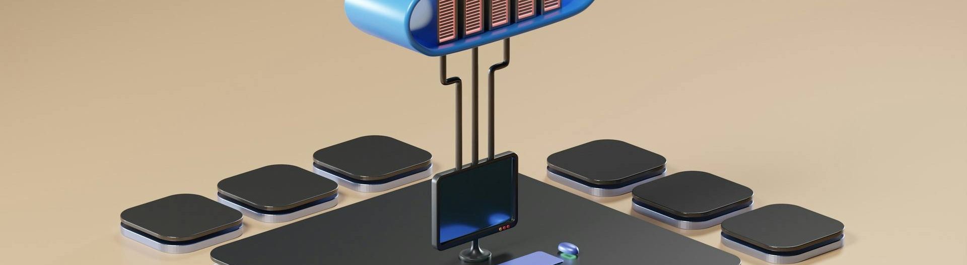 Illustration of a cloud server connected to a network of devices